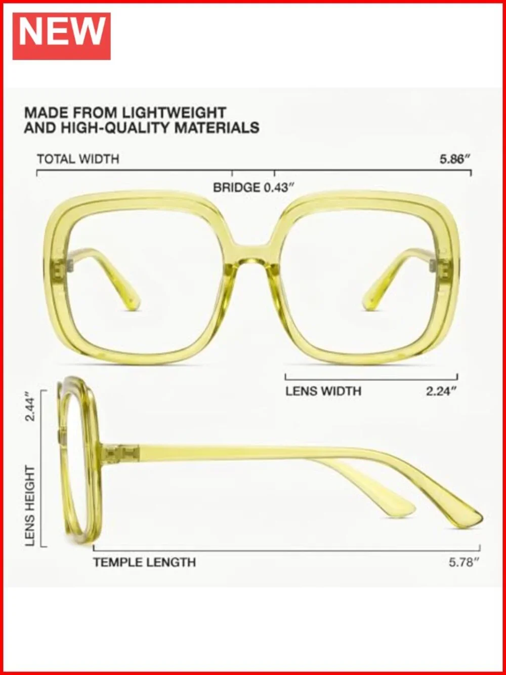 Oversized Retro Blue Light Glasses for Women, Anti-Glare Computer Eyewear